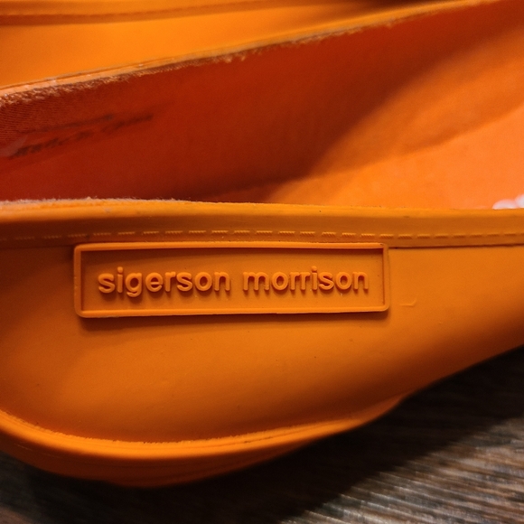 Sigerson Morrison Orange Rain or Shine Rubber Pointed Toe Shoes Flats 10 - Picture 5 of 6